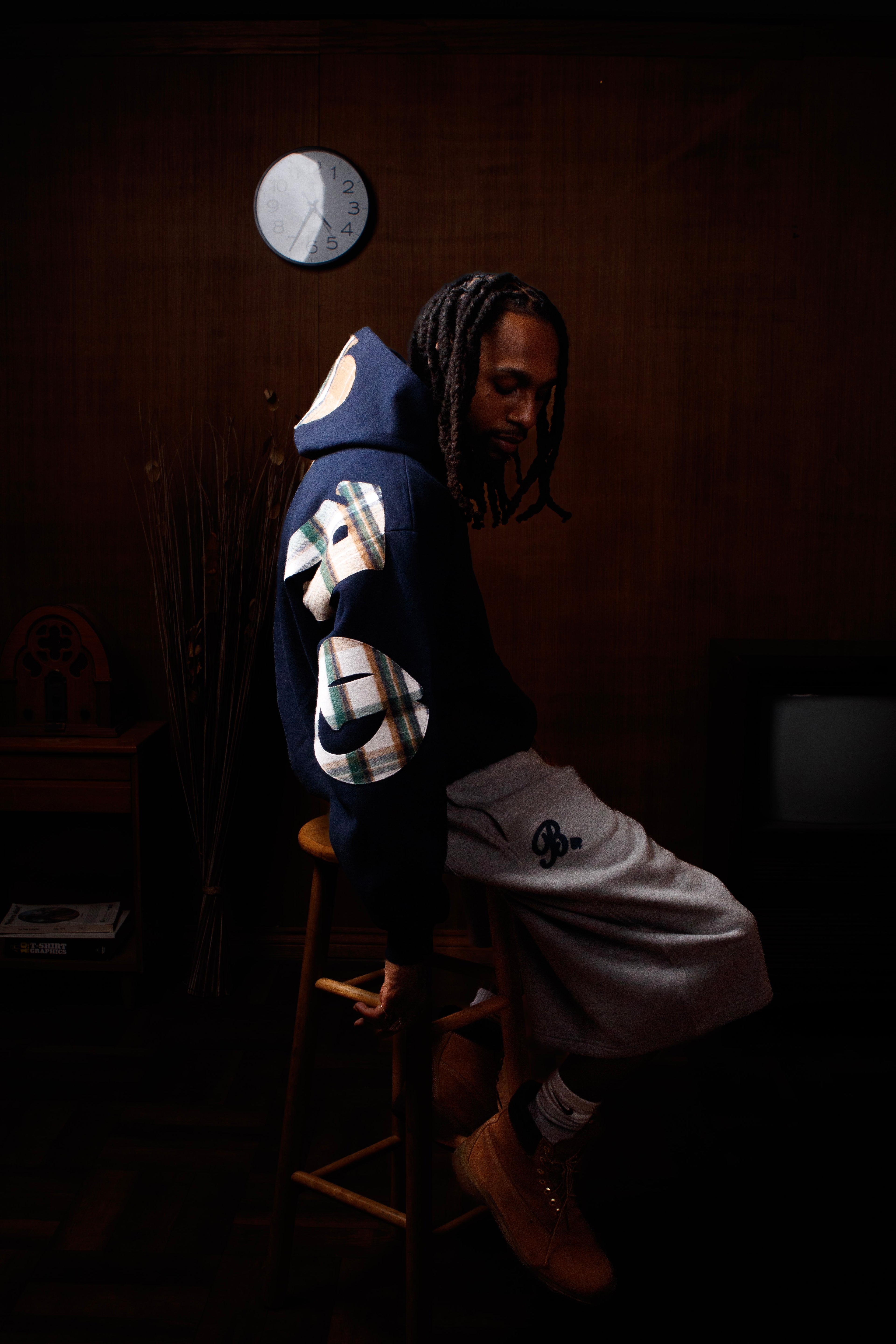 "PLAID HERITAGE" HOODIE NAVY