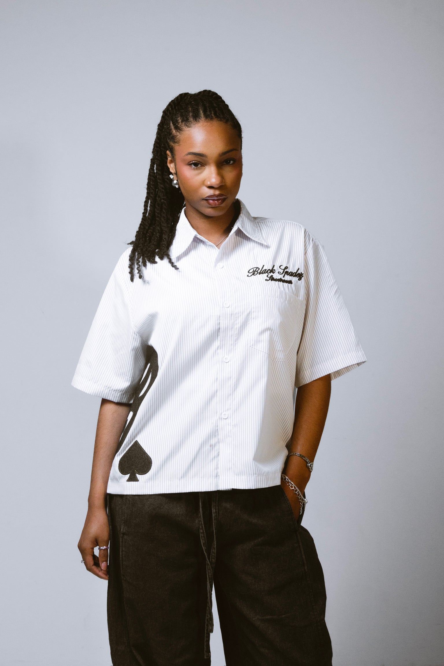 Pinstripe Button Up Apricot