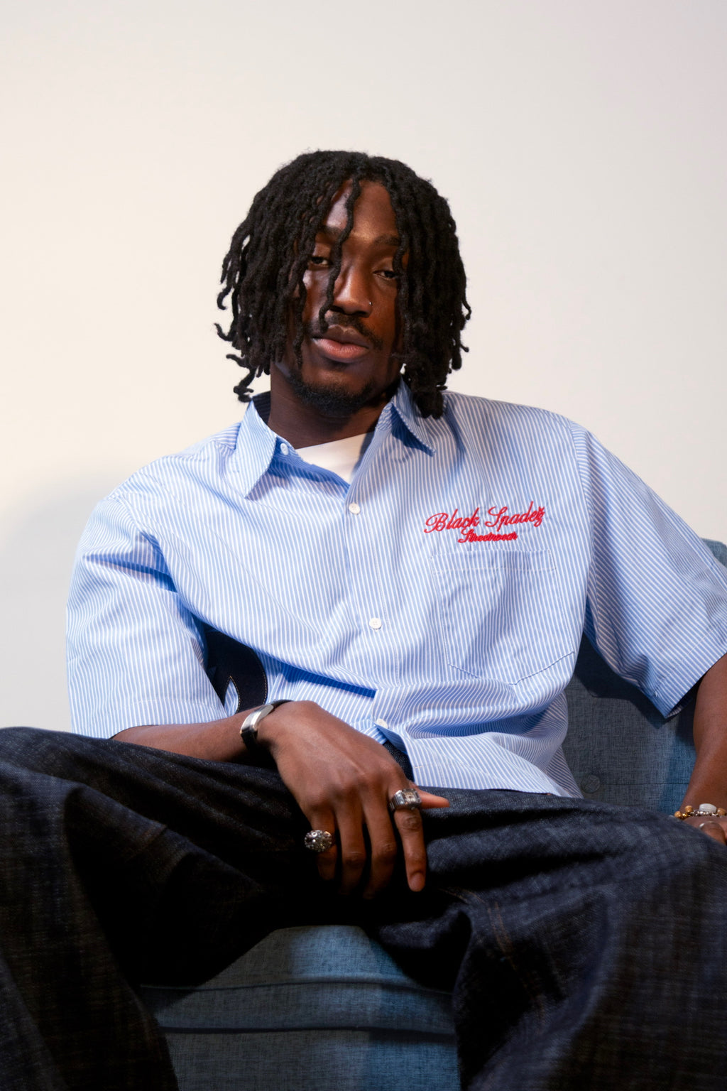 Pinstripe Button Up Blue