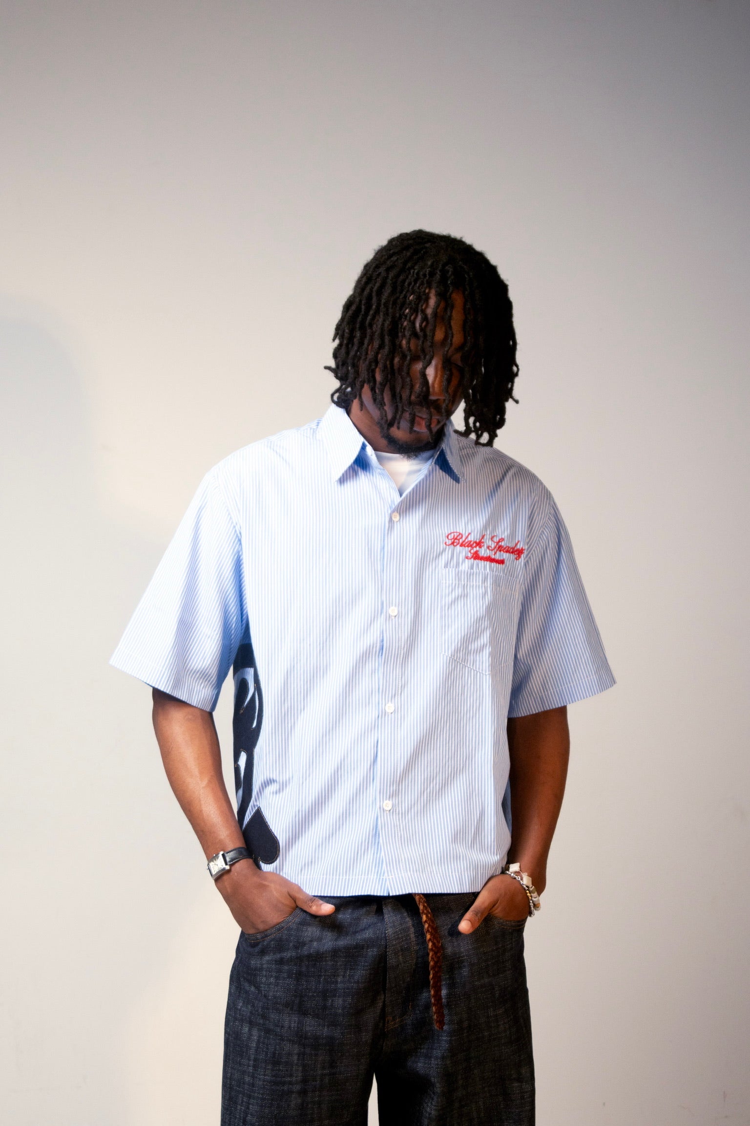 Pinstripe Button Up Blue