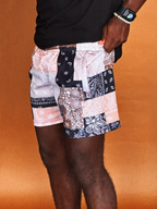 PAISLEY PATCHWORK SHORTS "BROWN"